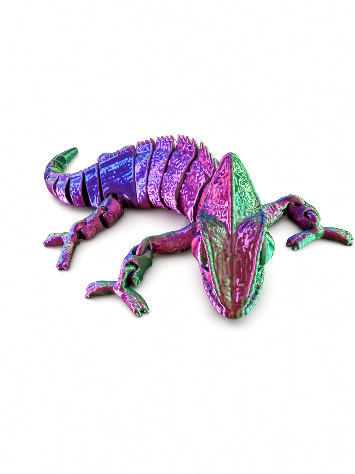Articulating 3D Printed Chameleon – Iridescent Poseable Figure
